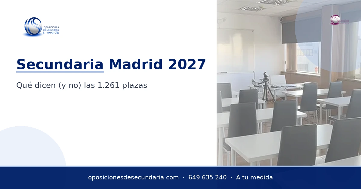 Plazas de Secundaria en Madrid 2027: 1.261 plazas de la OEP 2026 para Orientación, FOL y demás especialidades